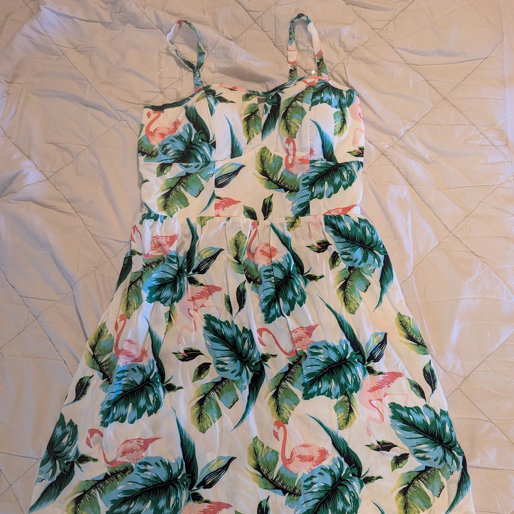 As U Wish Tropical Print Flamingo Dress